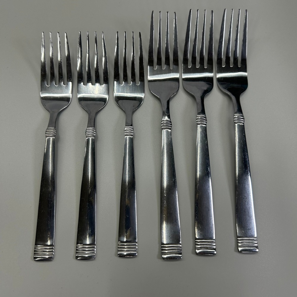 Pfaltzgraff Palisades Frost Dinner Salad Forks Set 6 Stainless Steel Flatware